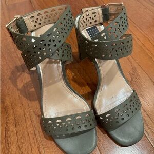 Olive Green Heels with Cutout Design